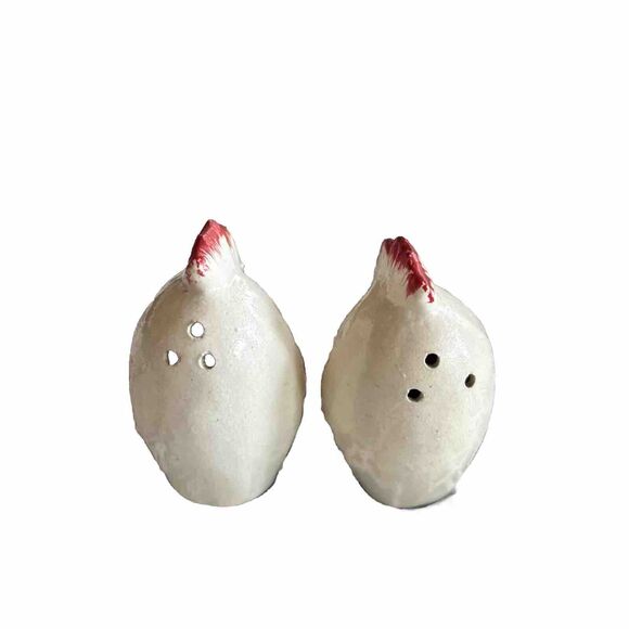 Vintage Salt & Pepper Shakers Chicken Rooster Anthropomorphic Japan Red White - Picture 3 of 5